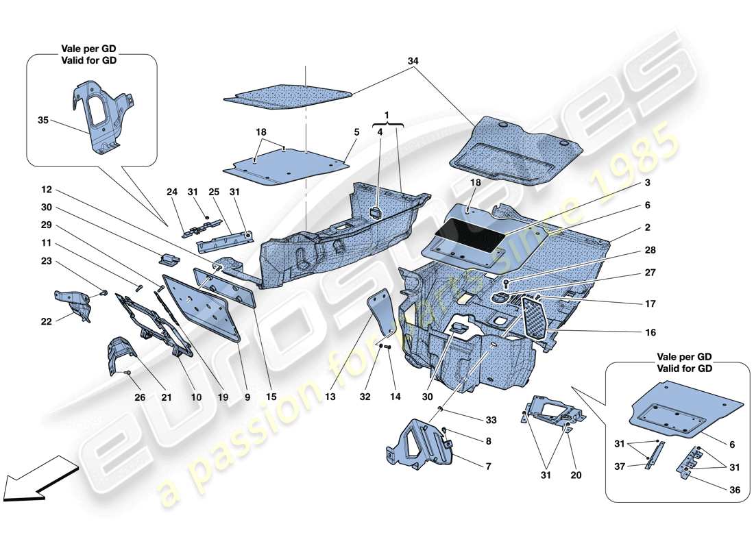 un diagrama de piezas del catálogo de piezas ferrari f12 tdf (europe)