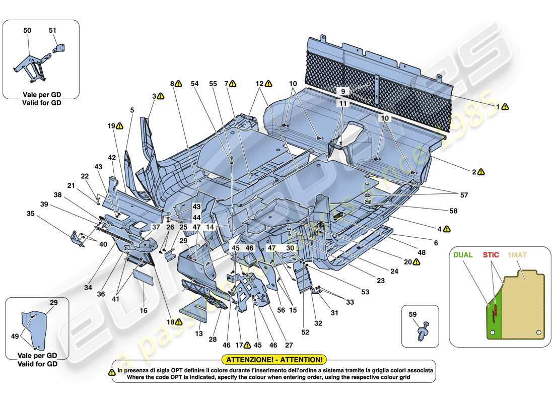 un diagrama de piezas del catálogo de piezas ferrari 488 spider (usa)