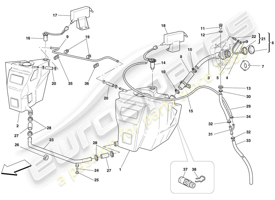un diagrama de piezas del catálogo de piezas ferrari f430 spider (rhd)