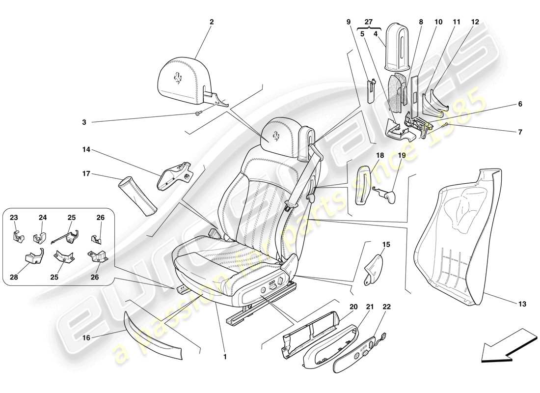 un diagrama de piezas del catálogo de piezas Ferrari 612 Sessanta (Europa)