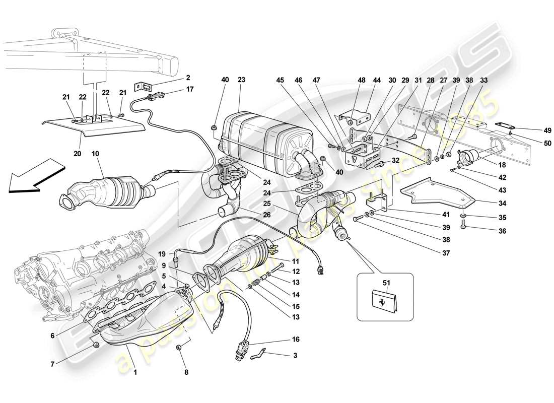 diagrama de pieza que contiene el número de pieza kl-fer-430scd-decat-cs-ss