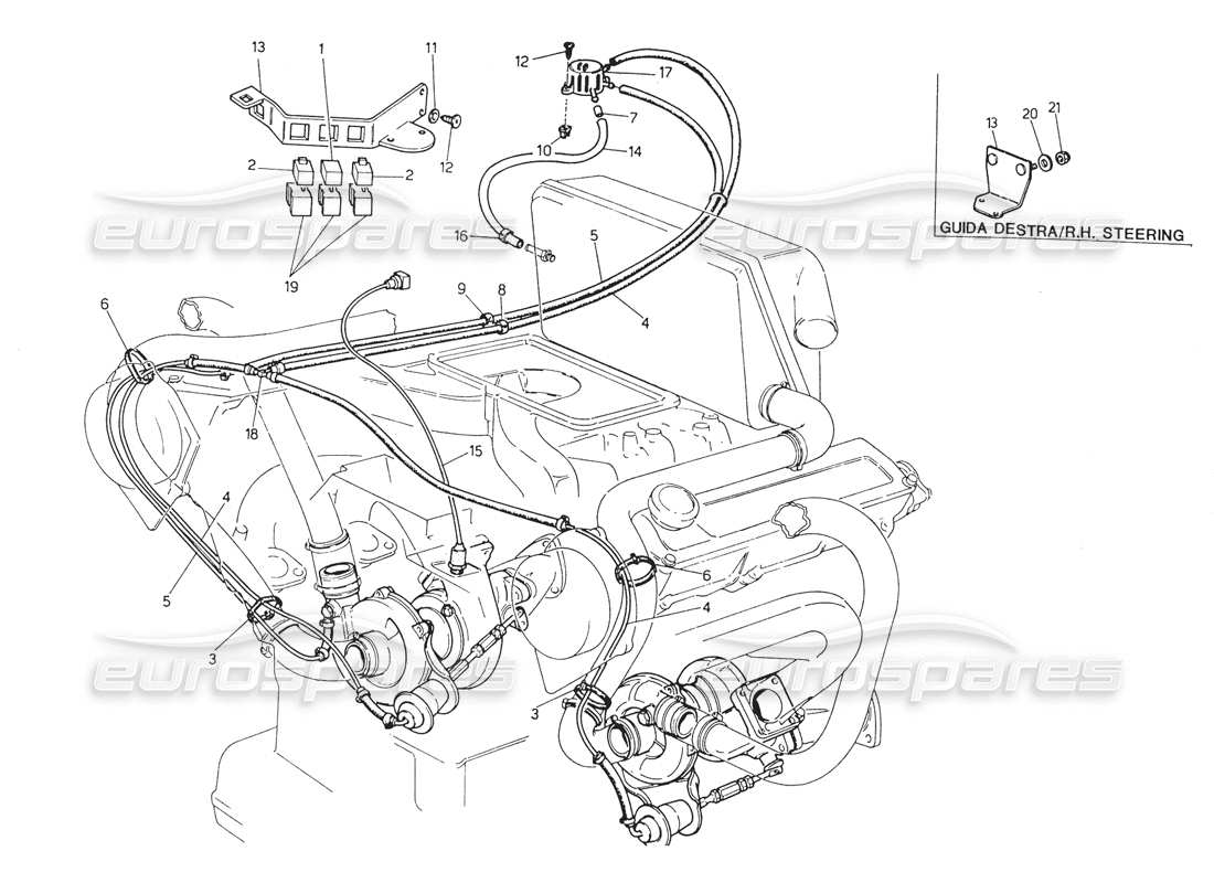 un diagrama de piezas del catálogo de piezas maserati biturbo spider