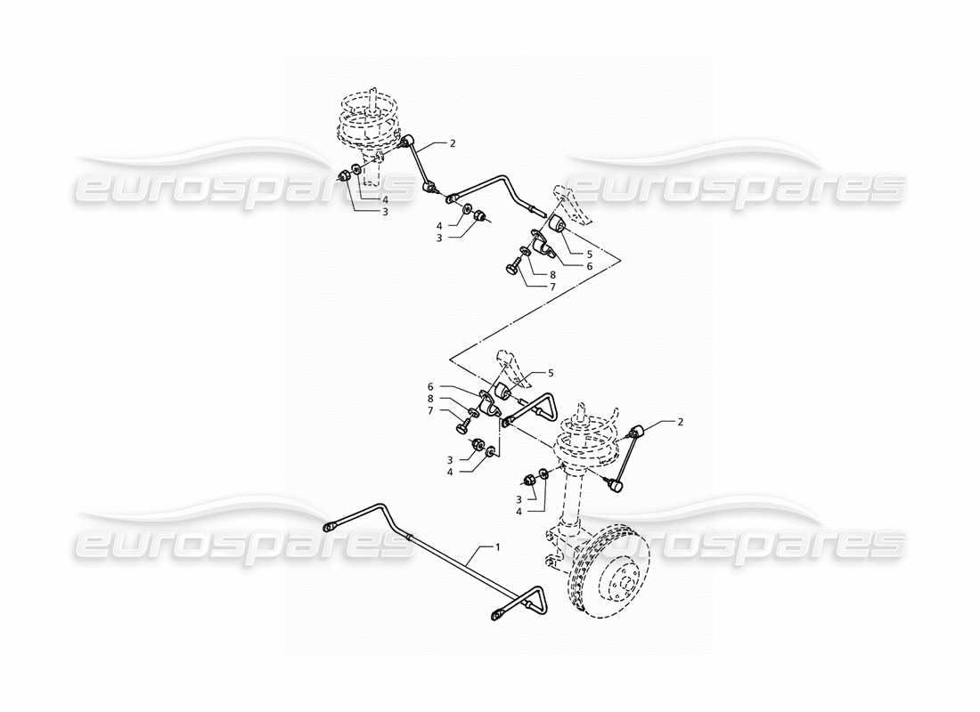 maserati qtp. 3.2 v8 (1999) diagrama de piezas de la barra estabilizadora