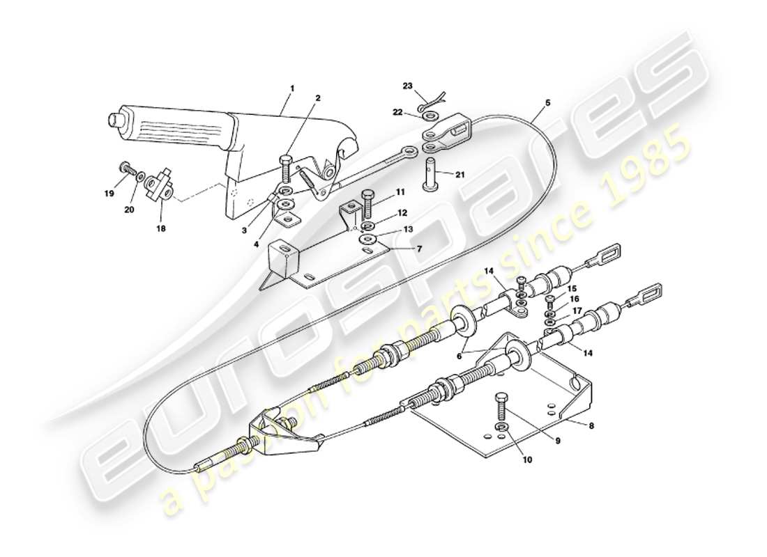 aston martin v8 volante (1999) diagrama de piezas del freno de mano