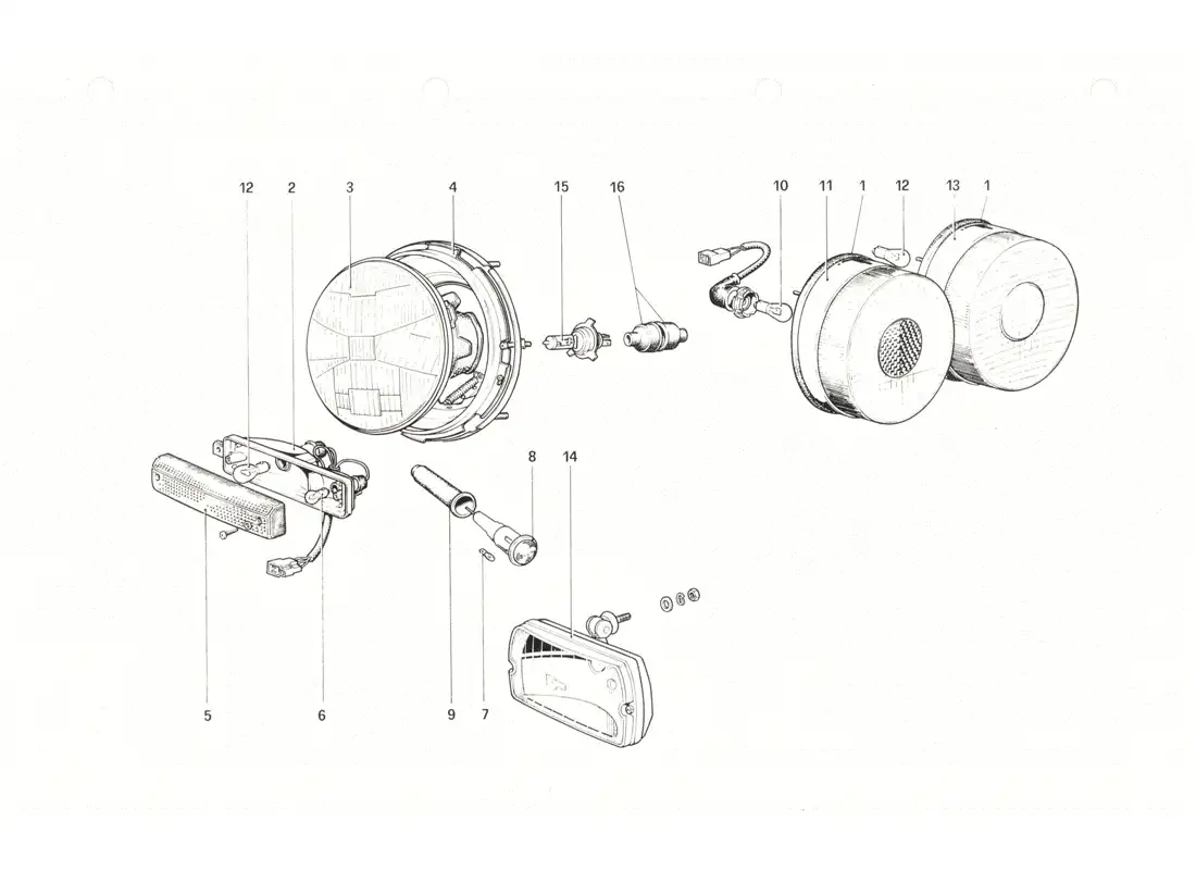 ferrari 208 gtb gts luces diagrama de piezas
