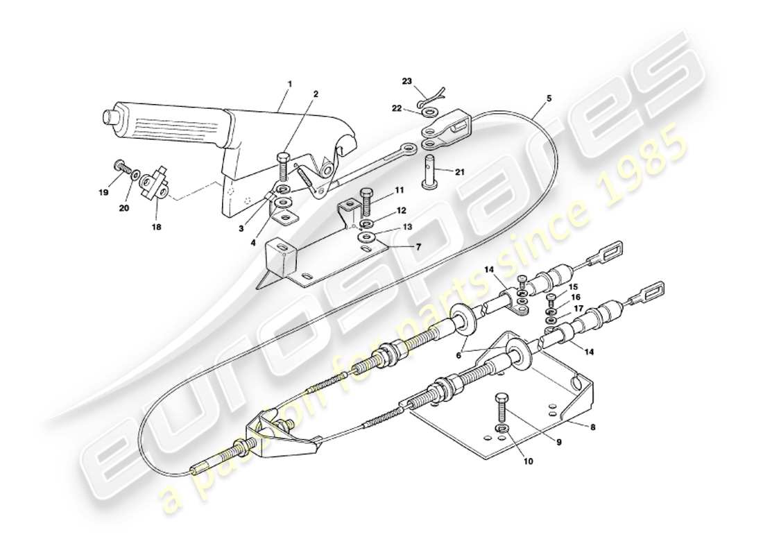 aston martin v8 coupe (1999) frenos de mano diagrama de piezas