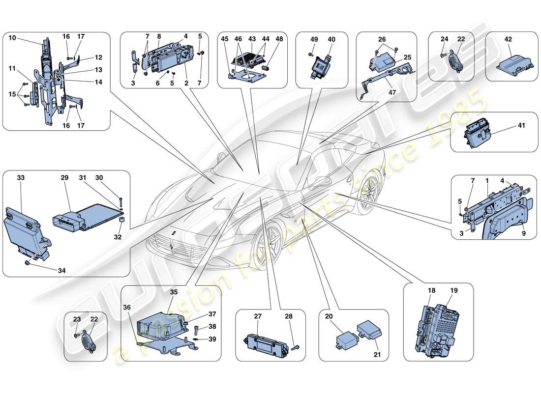 ferrari california t (rhd) ecu del vehículo diagrama de piezas