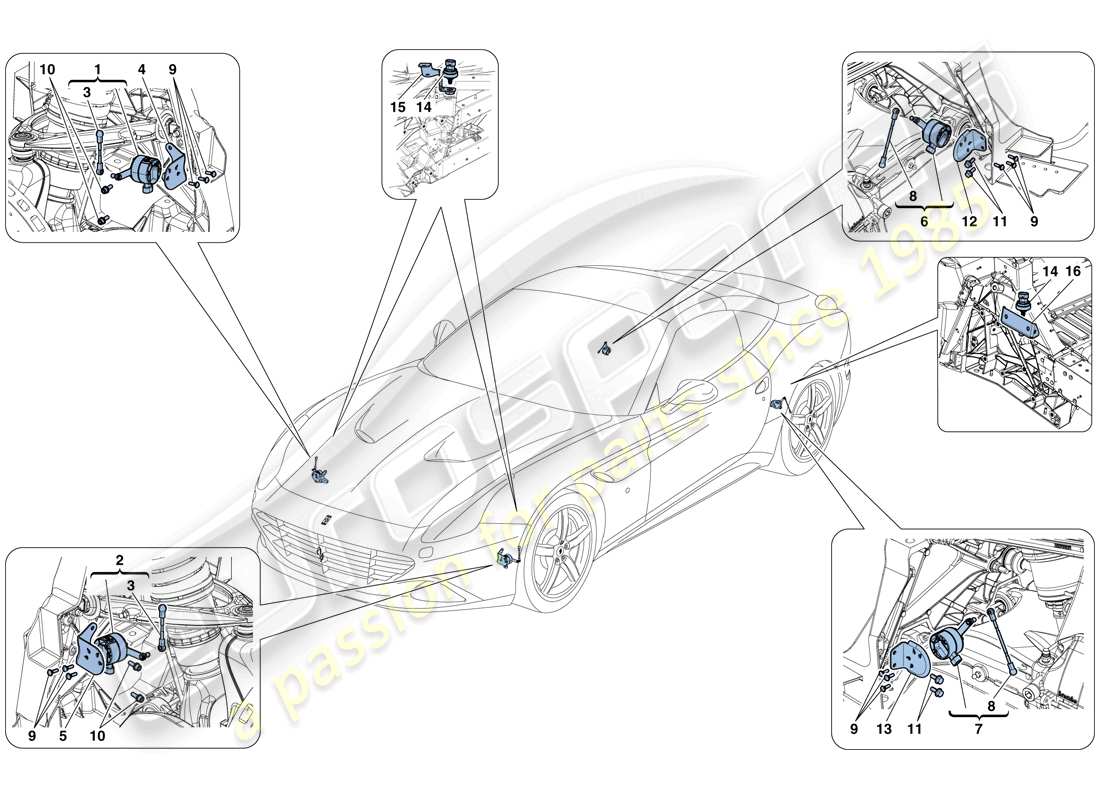 ferrari california t (rhd) gestión electrónica (suspensión) diagrama de piezas