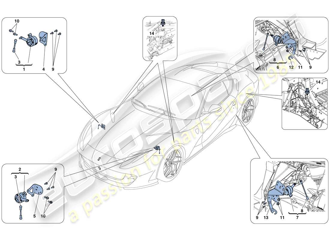 ferrari 812 superfast (europe) gestión electrónica (suspensión) diagrama de piezas