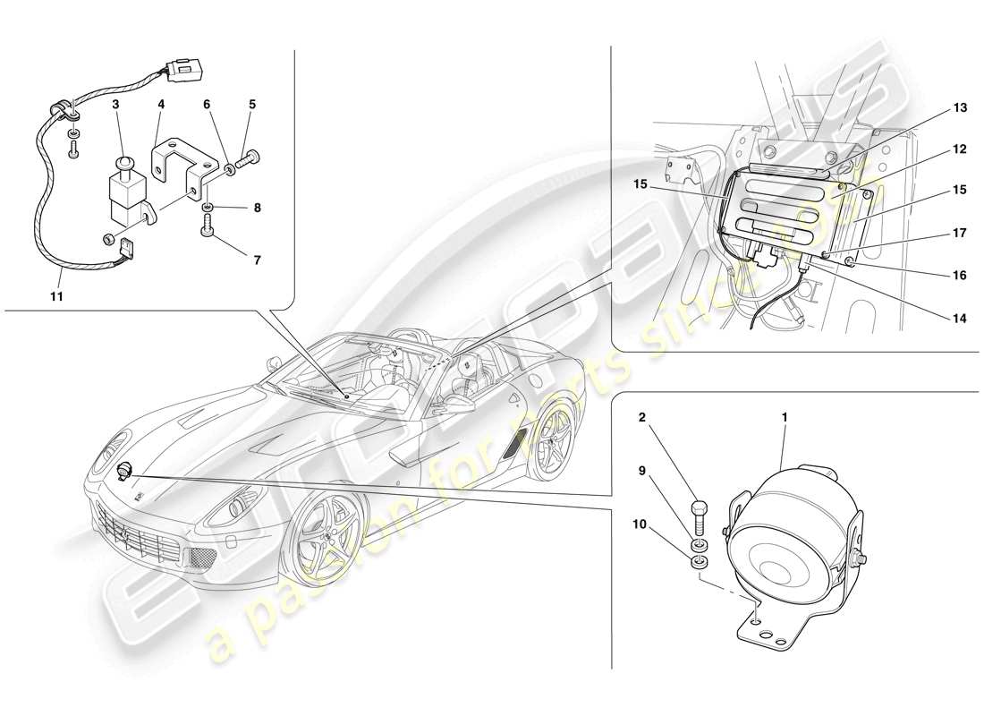 ferrari 599 sa aperta (europe) ecu y dispositivos del sistema antirrobo diagrama de piezas