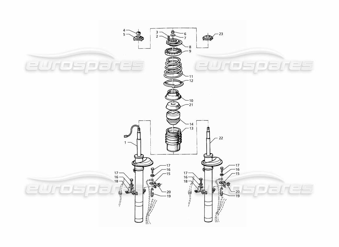 maserati qtp. 3.2 v8 (1999) diagrama de piezas del amortiguador delantero (posterior a la modificación)