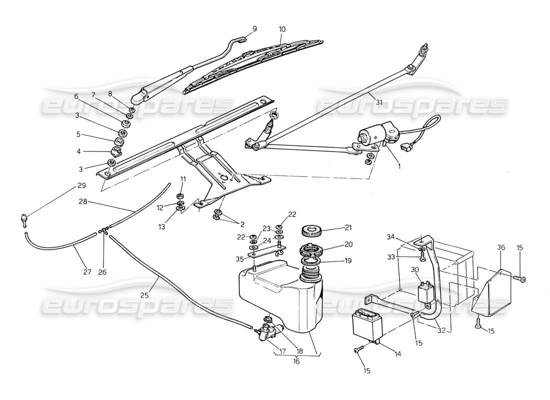 maserati biturbo spider diagrama de pieza del limpiaparabrisas - arandela (dirección derecha)