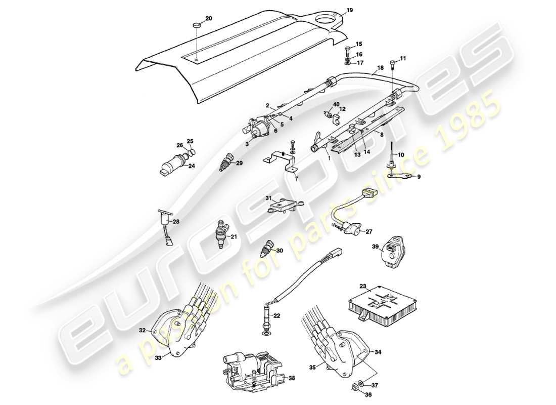 aston martin v8 volante (2000) inyección electrónica de combustible diagrama de piezas