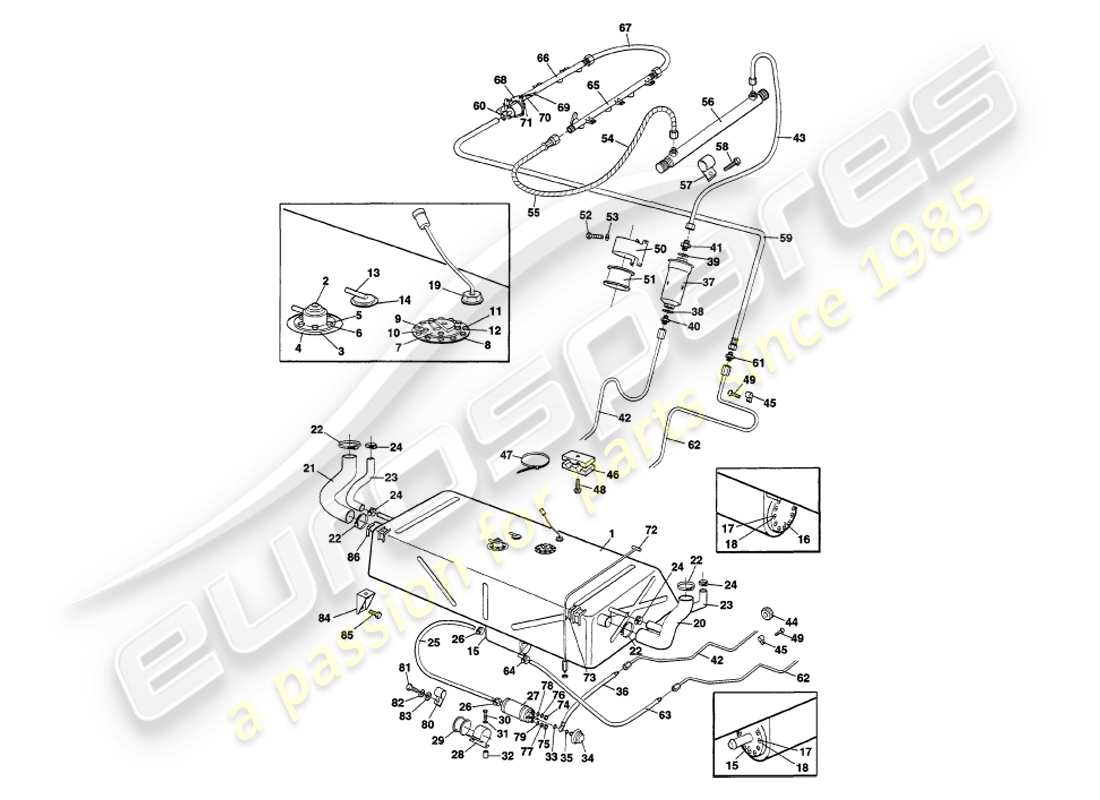 aston martin v8 volante (2000) fuel system diagrama de piezas