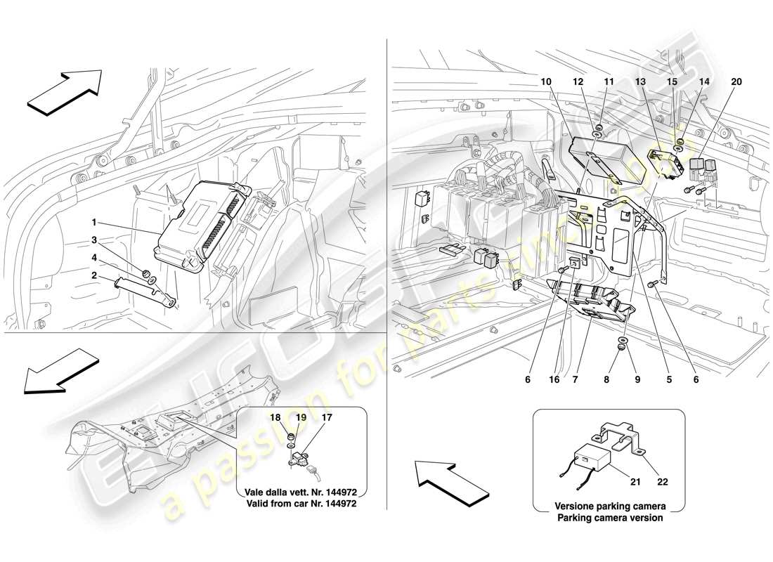ferrari 612 scaglietti (rhd) diagrama de piezas de la ecu del compartimento de equipaje