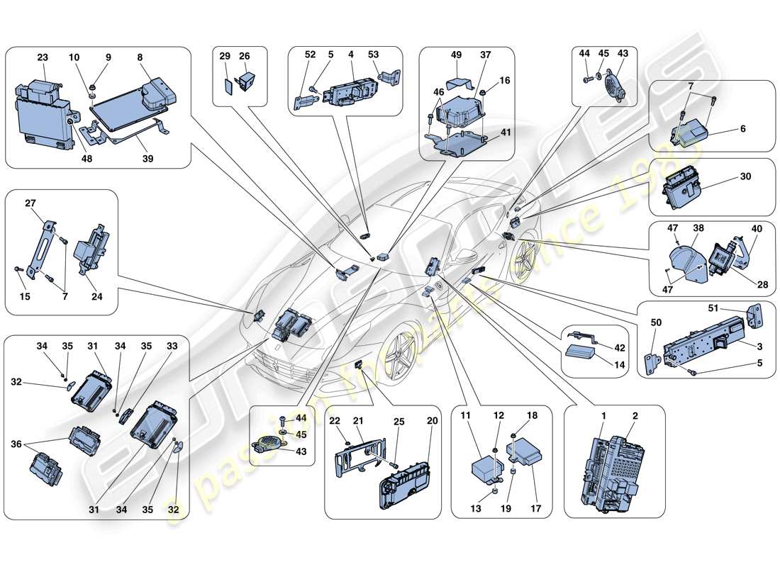 ferrari f12 berlinetta (europe) ecu del vehículo diagrama de piezas