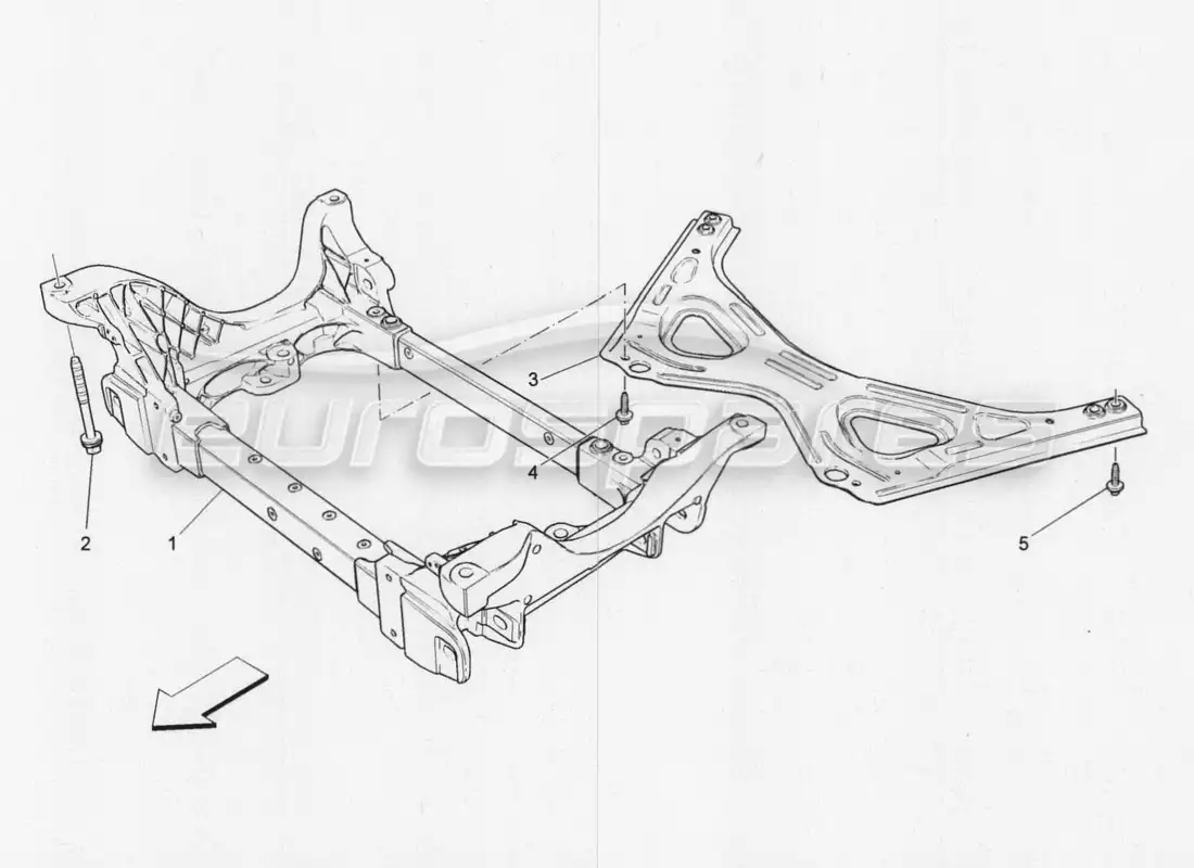 maserati qtp. v8 3.8 530bhp 2014 auto diagrama de piezas del chasis delantero