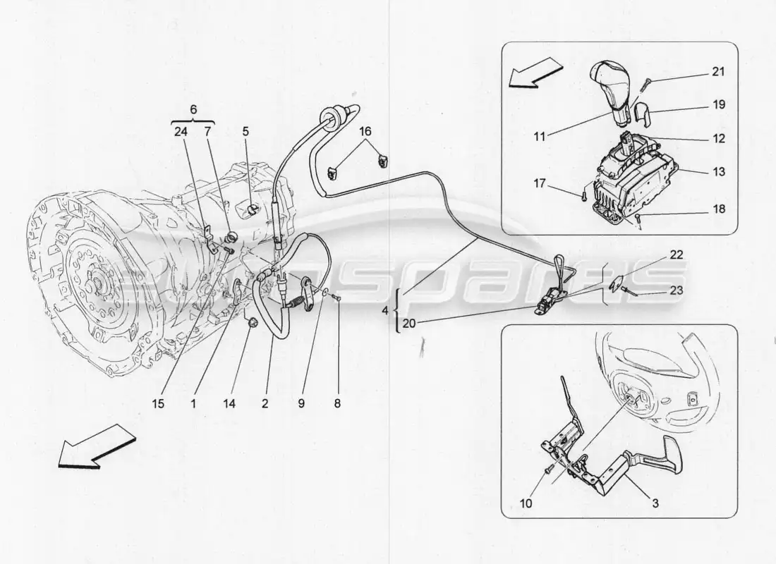 maserati qtp. v8 3.8 530bhp 2014 auto controles del conductor para el diagrama de piezas de la caja de cambios automática