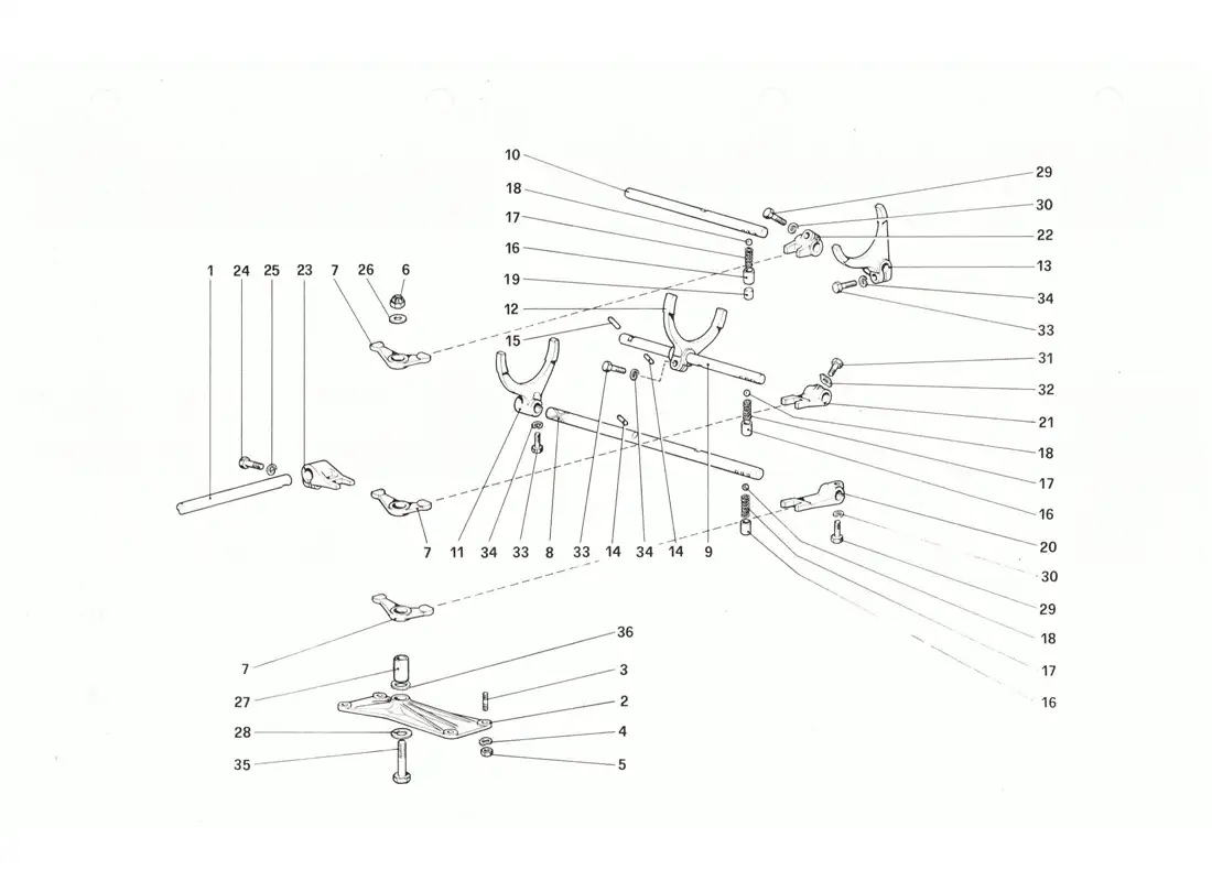 ferrari 208 gtb gts controles internos de la caja de cambios diagrama de piezas