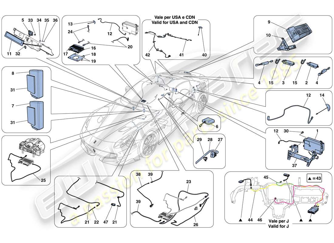ferrari f12 tdf (rhd) diagrama de piezas del sistema de información y entretenimiento