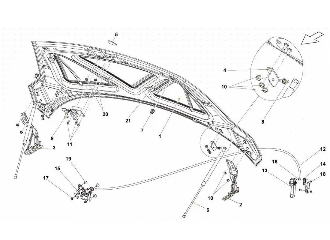 lamborghini gallardo lp560-4s update capucha delantera diagrama de piezas