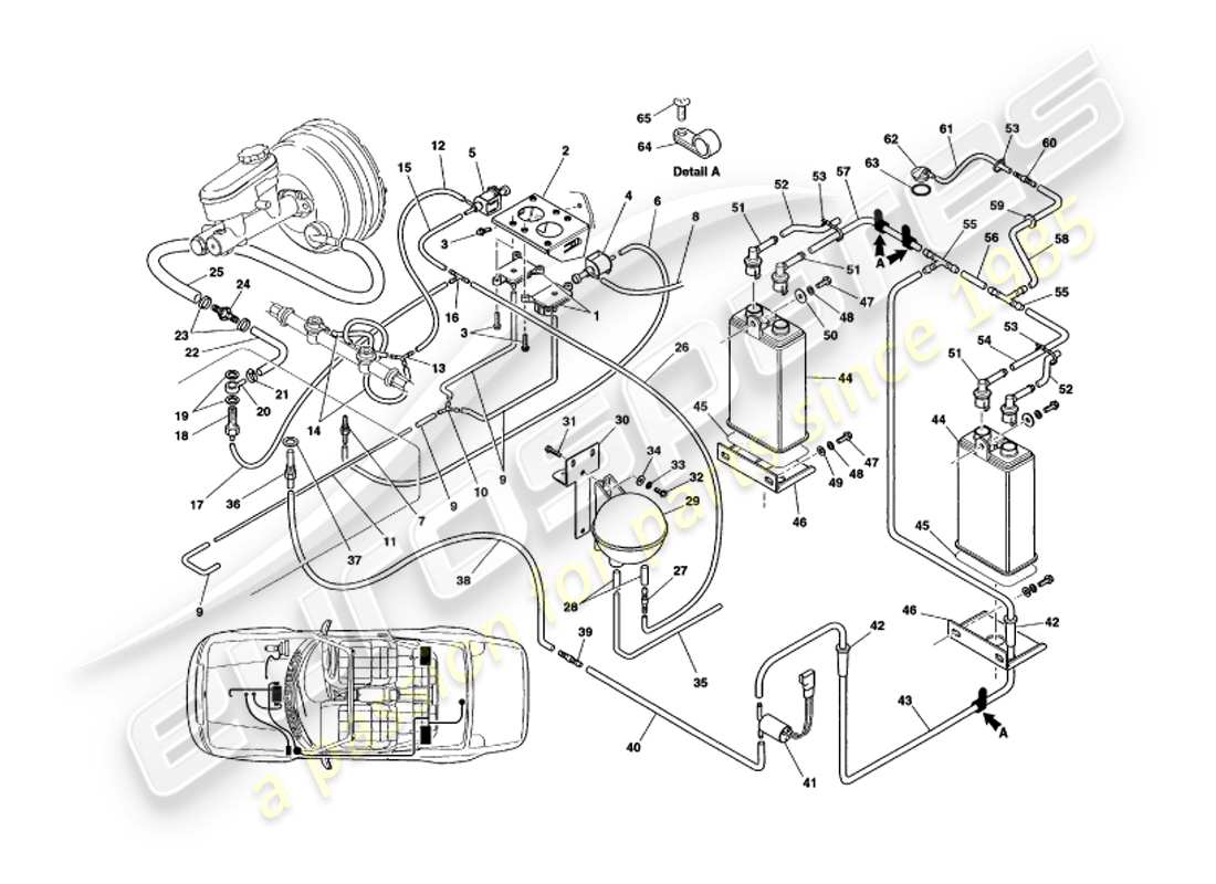 aston martin v8 volante (2000) sistema de vacío diagrama de piezas