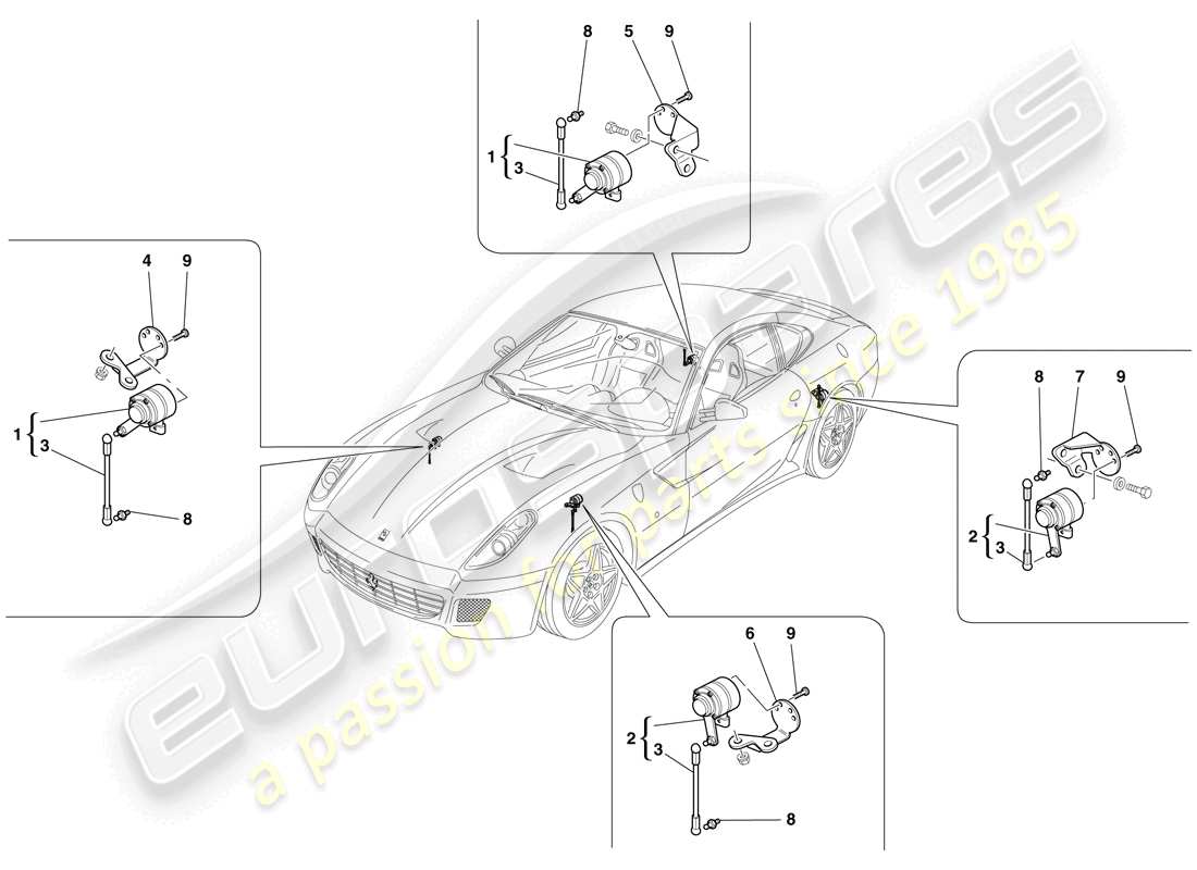 ferrari 599 gtb fiorano (rhd) sensor de movimiento diagrama de piezas