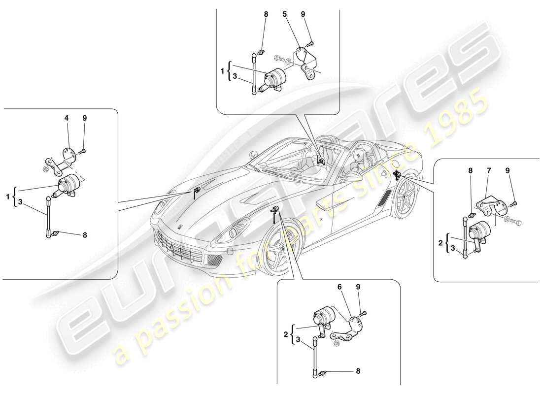 ferrari 599 sa aperta (rhd) diagrama de piezas del sensor de movimiento