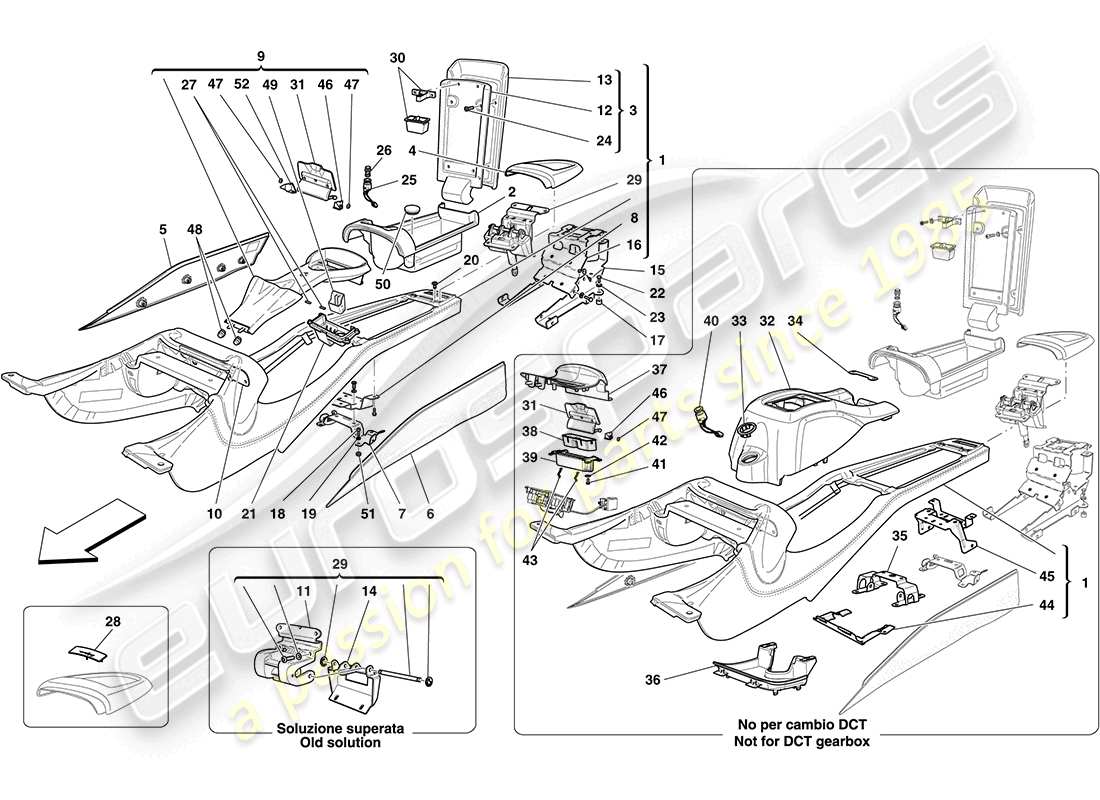 ferrari california (usa) túnel central y unidad de accesorios diagrama de piezas