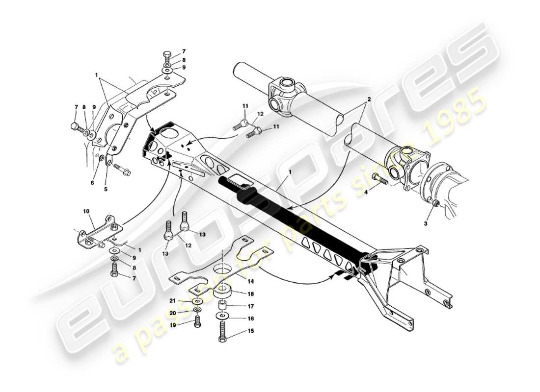 aston martin v8 volante (1998) diagrama de piezas del tubo de torsión y del eje de transmisión