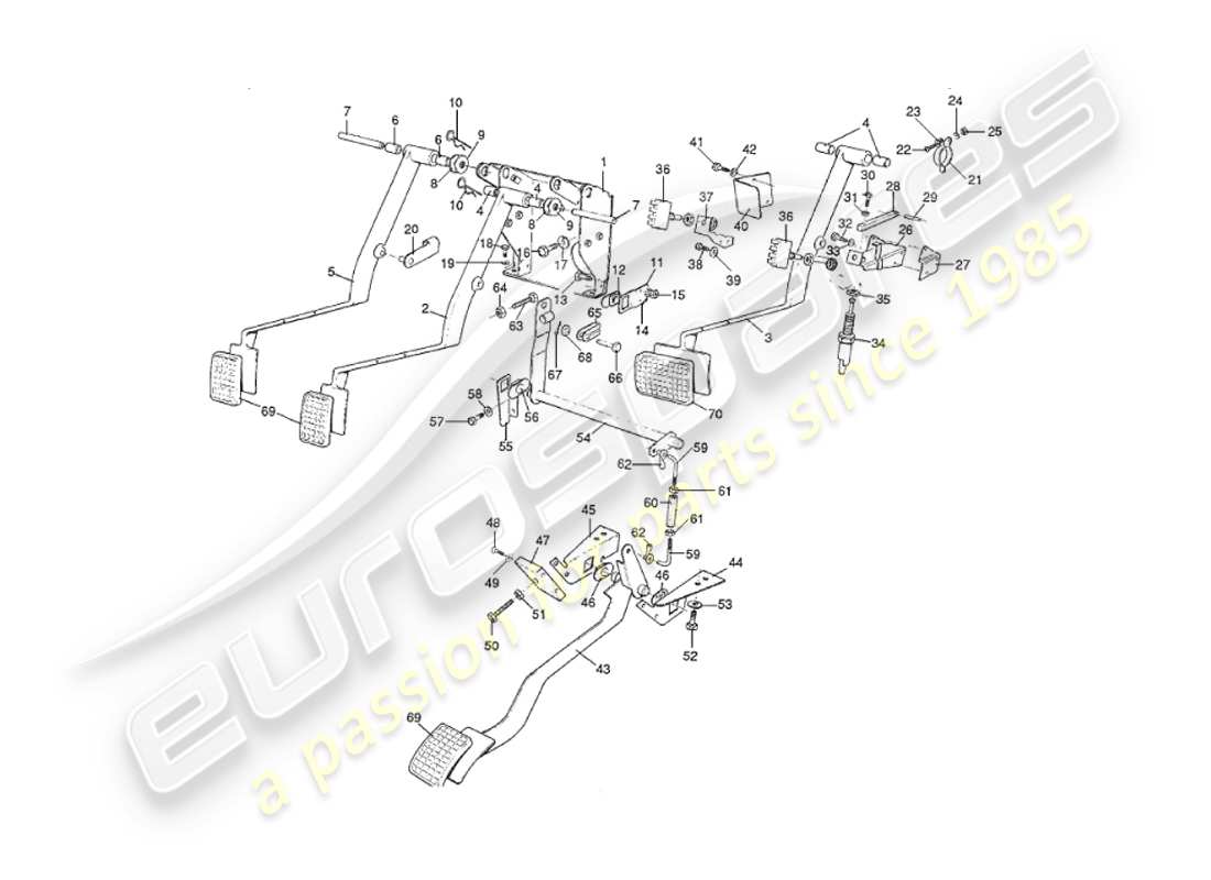 aston martin v8 virage (2000) diagrama de piezas del engranaje del pedal