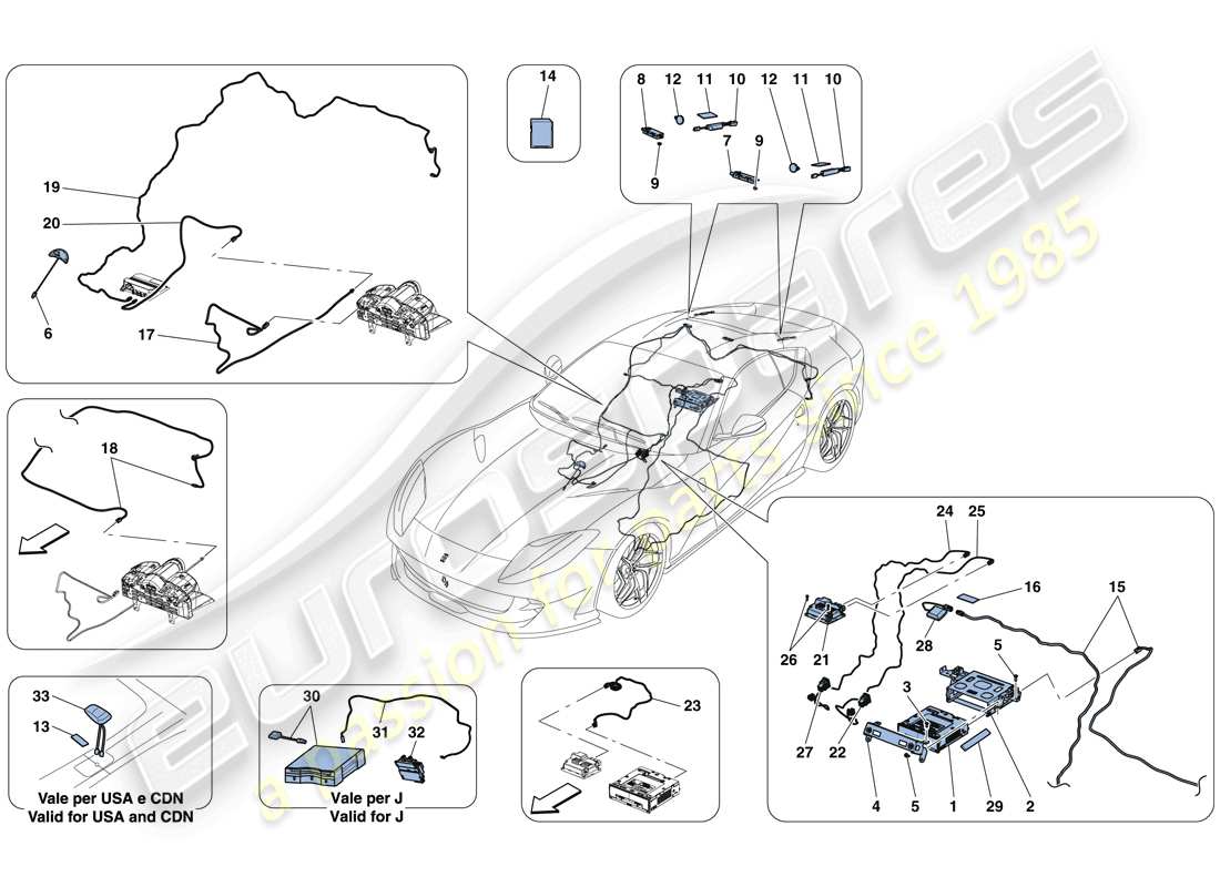 ferrari 812 superfast (rhd) diagrama de piezas del sistema de información y entretenimiento