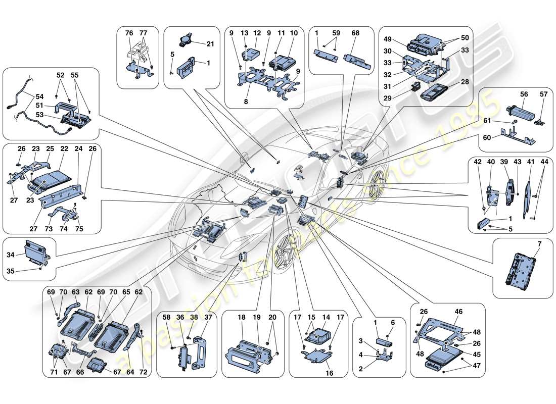 ferrari 812 superfast (europe) ecu del vehículo diagrama de piezas