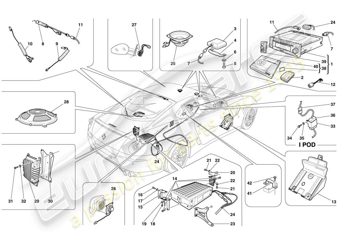 ferrari 599 gtb fiorano (europe) sistema de alta fidelidad diagrama de piezas