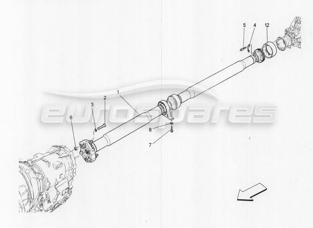maserati qtp. v8 3.8 530bhp 2014 auto diagrama de piezas del eje de transmisión