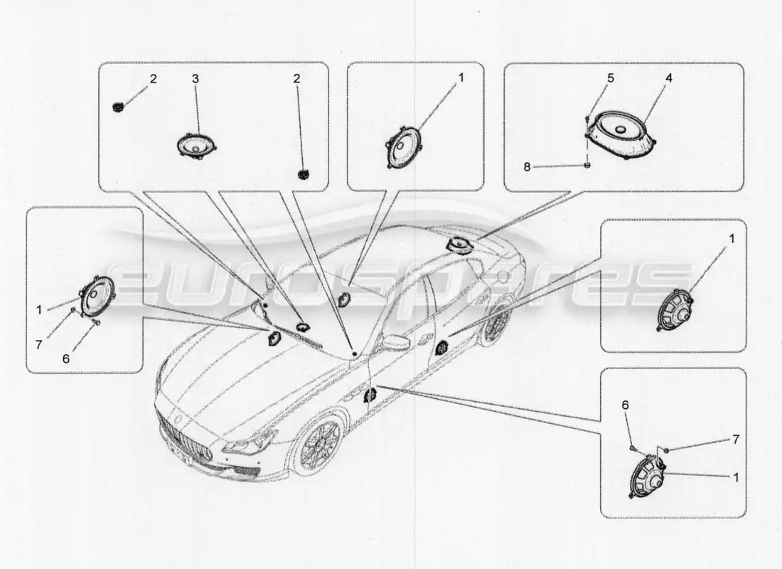 maserati qtp. v8 3.8 530bhp 2014 auto diagrama de piezas del sistema de difusión de sonido