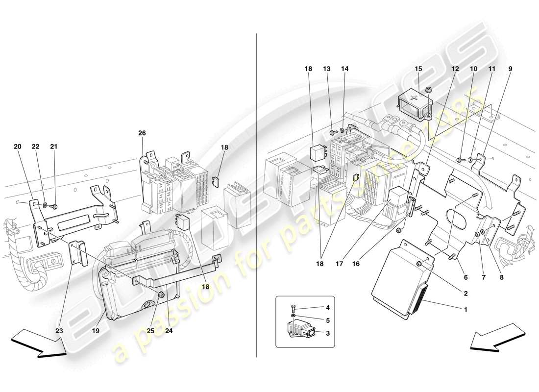 ferrari f430 scuderia (usa) ecu del habitáculo trasero diagrama de piezas