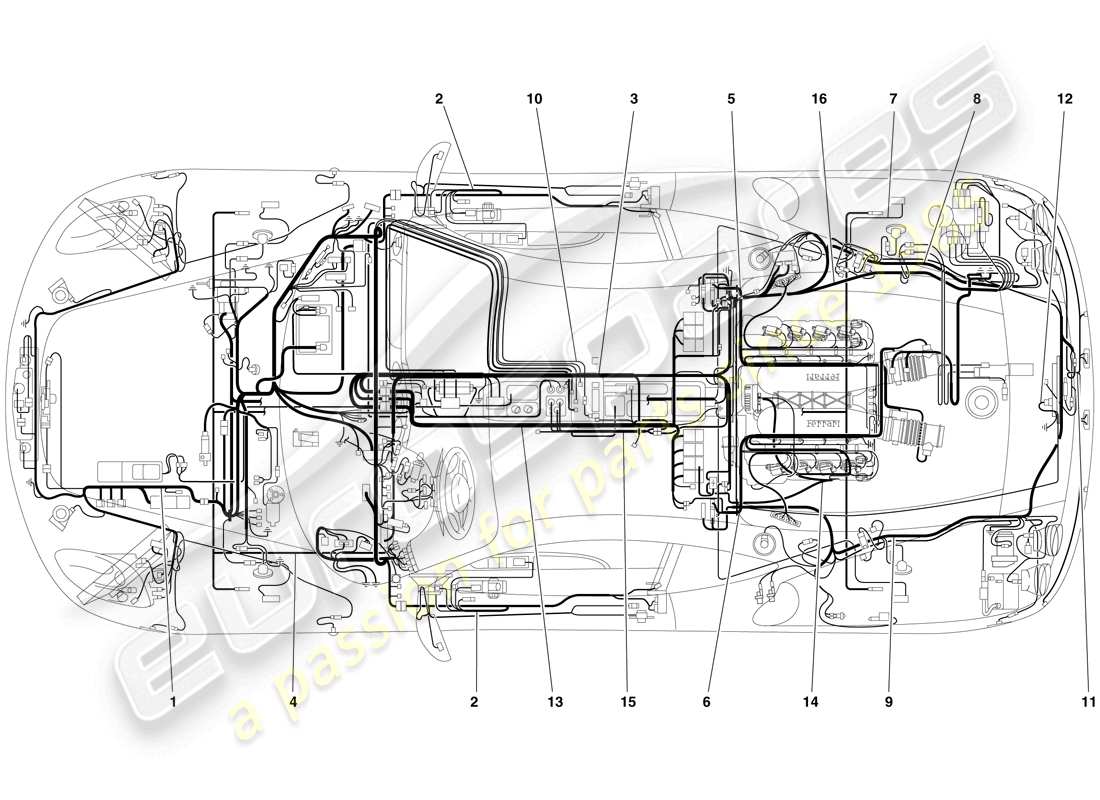 ferrari f430 scuderia spider 16m (rhd) sistema eléctrico diagrama de piezas