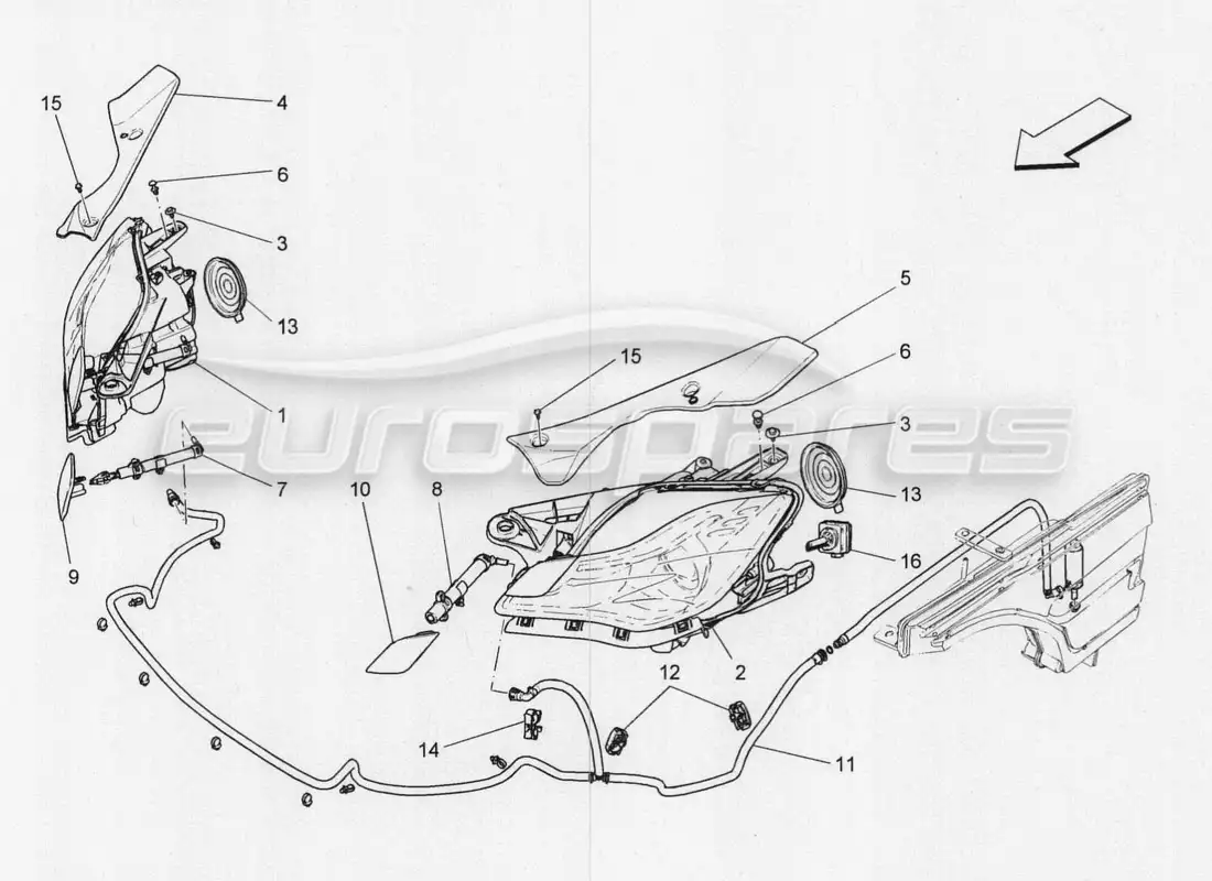 maserati qtp. v8 3.8 530bhp 2014 auto diagrama de piezas de los grupos de faros