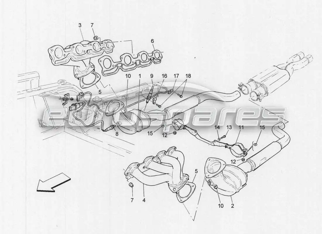 maserati grancabrio mc centenario precatalizadores y catalizadores diagrama de piezas