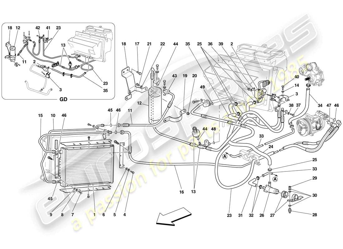 ferrari f430 scuderia (usa) sistema de ca diagrama de piezas