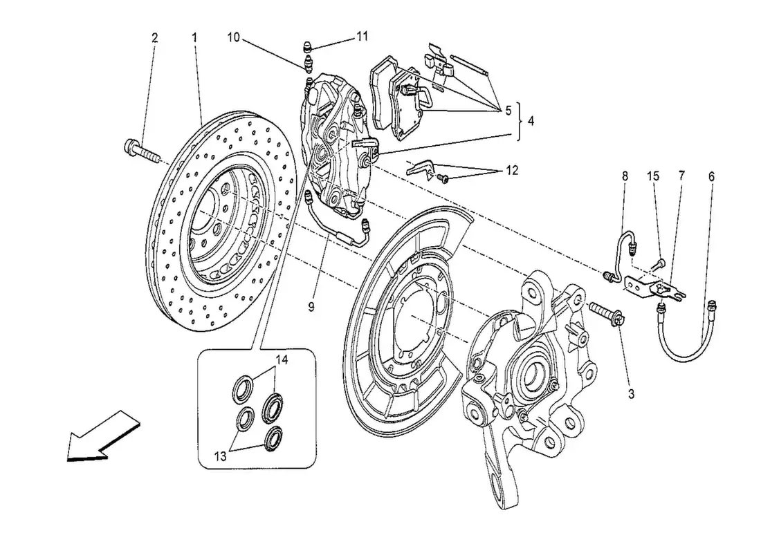 maserati qtp. v8 3.8 530bhp 2014 braking devices on rear wheels diagrama de piezas