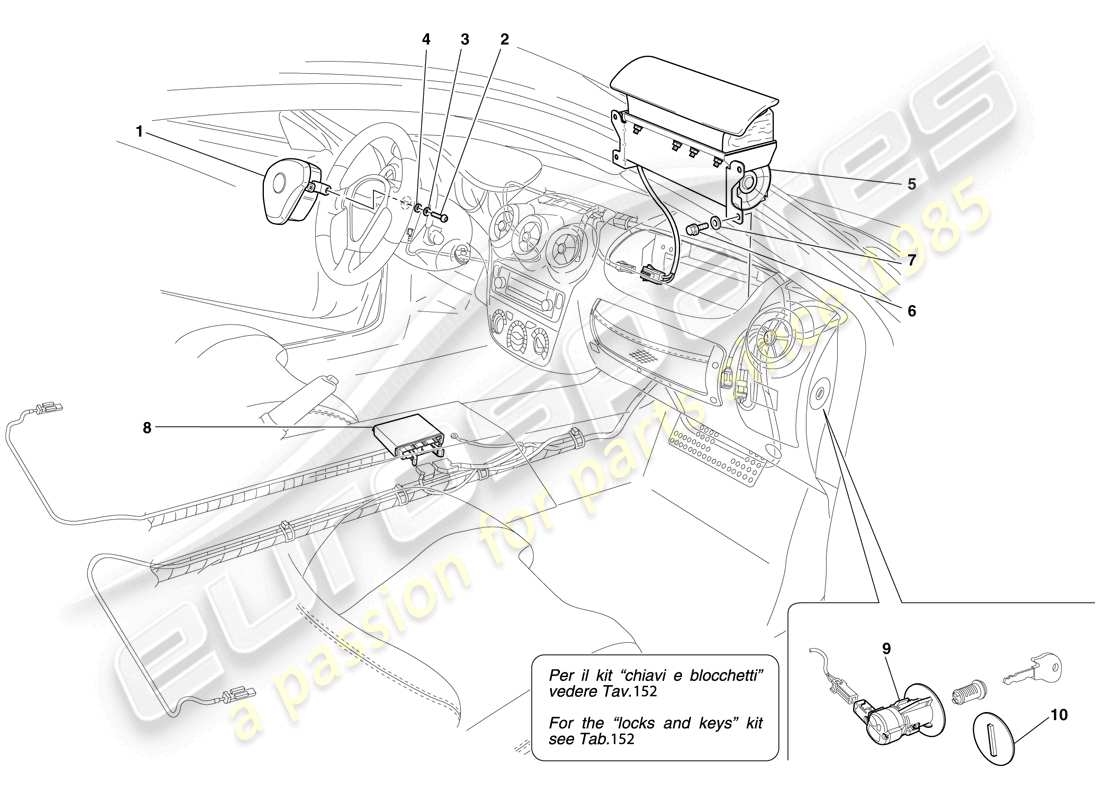ferrari f430 scuderia spider 16m (usa) diagrama de piezas de airbags