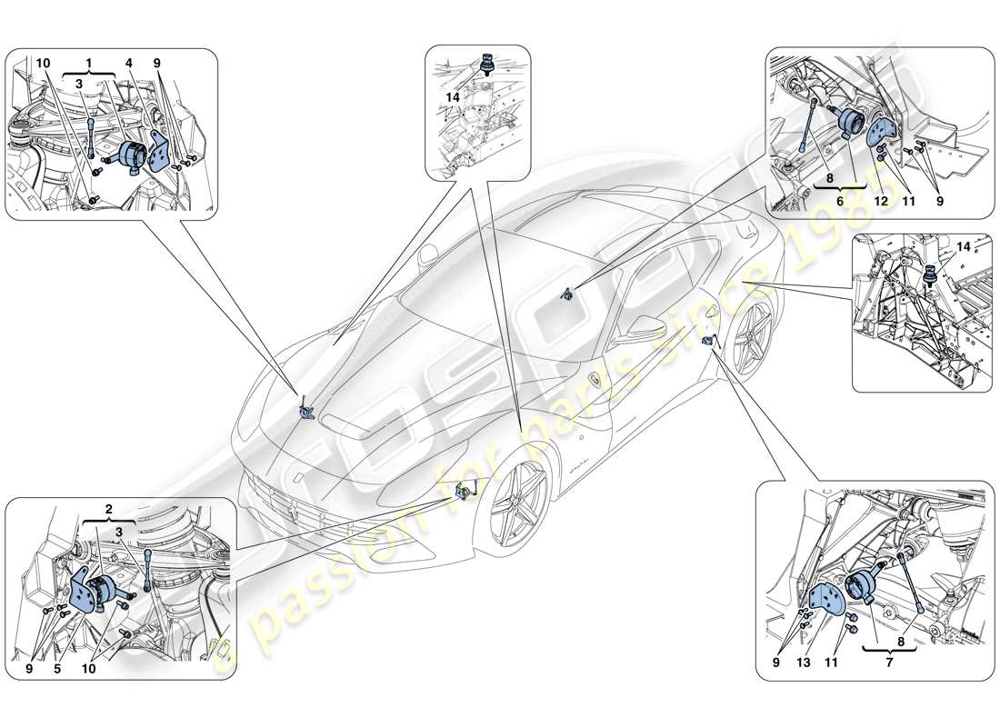 ferrari f12 berlinetta (europe) gestión electrónica (suspensión) diagrama de piezas