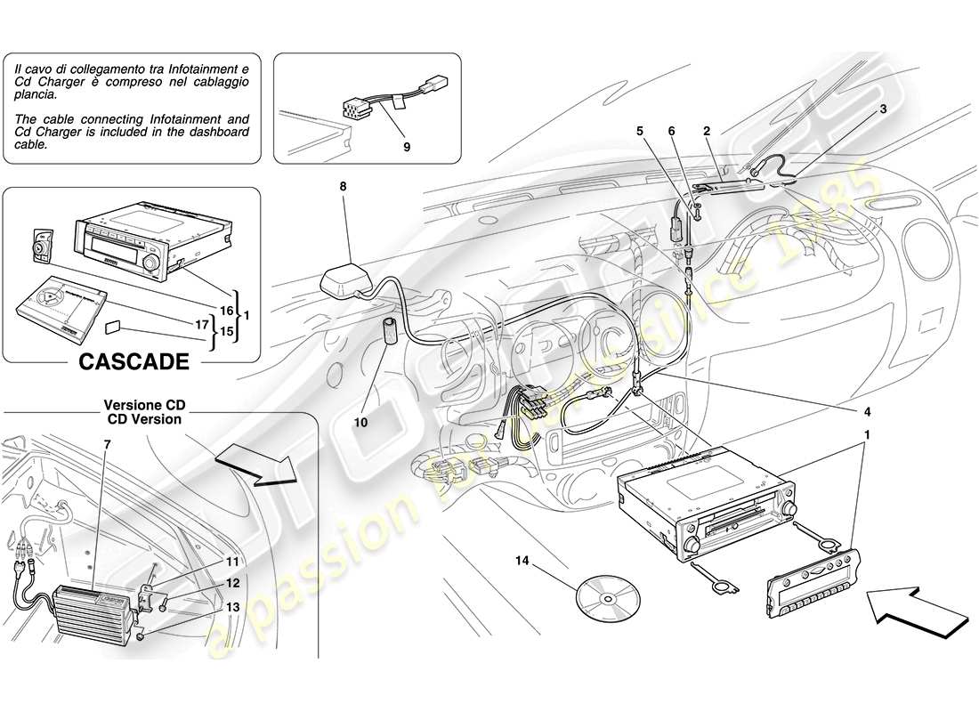 ferrari f430 coupe (europe) sistema de alta fidelidad diagrama de piezas