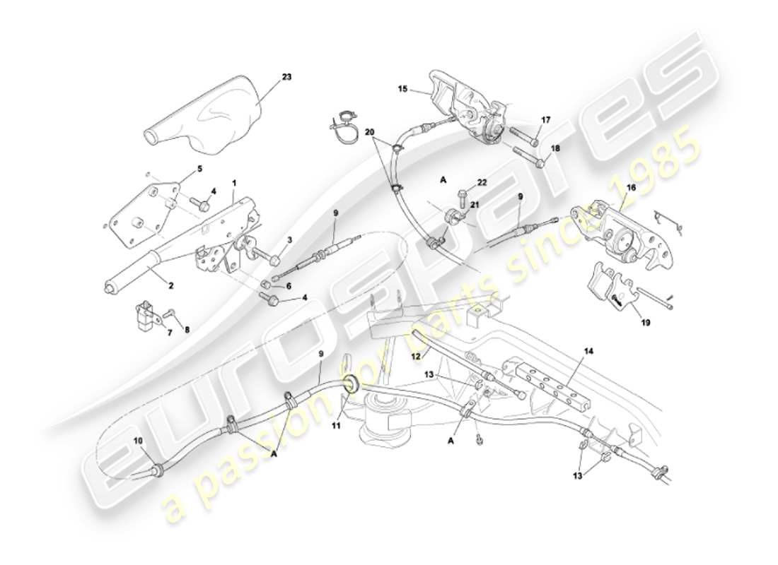 aston martin vanquish (2007) freno de mano diagrama de piezas