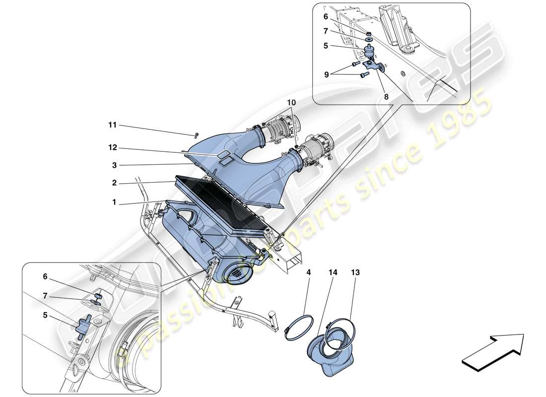 ferrari 458 speciale aperta (usa) diagrama de piezas de entrada de aire