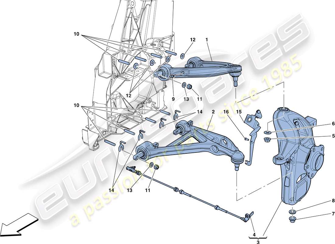 ferrari ff (europe) suspensión delantera - brazos diagrama de piezas