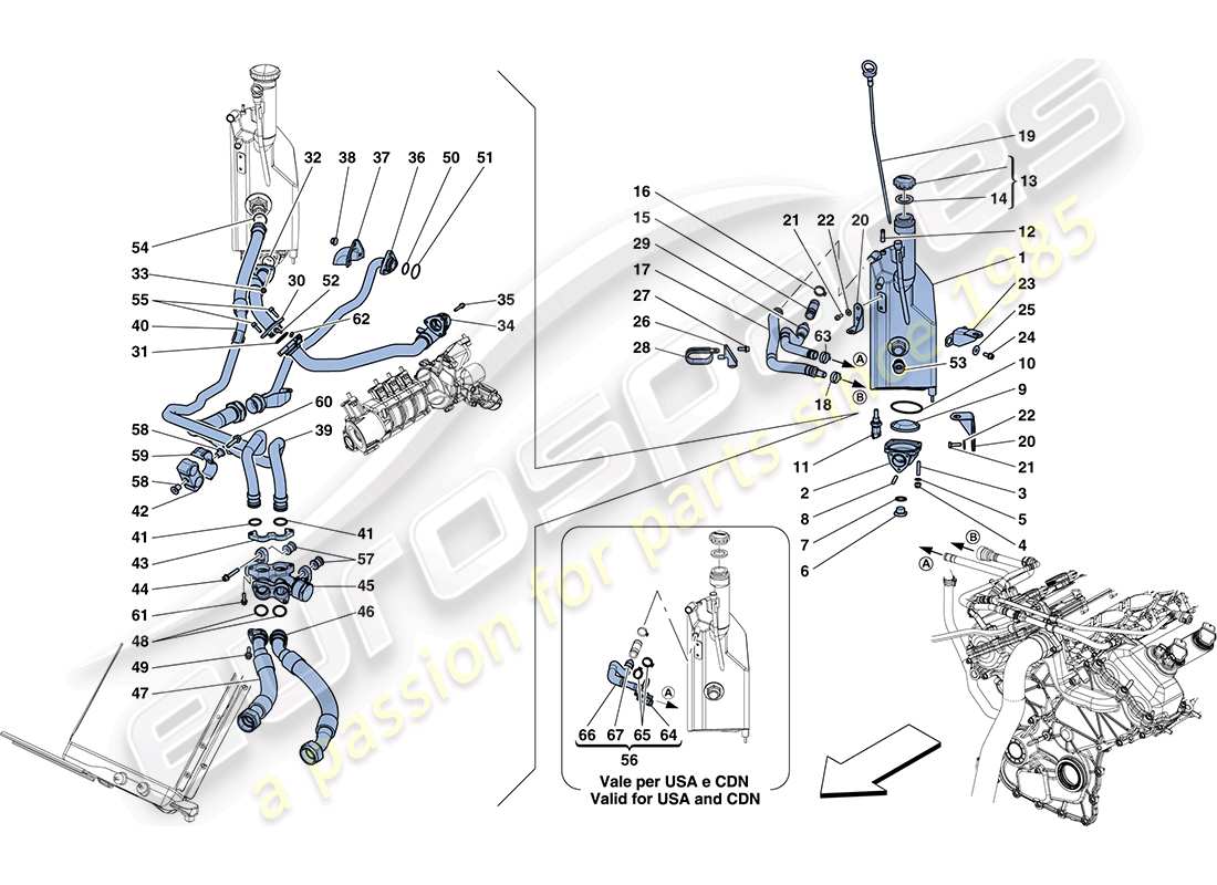 ferrari ff (usa) sistema de lubricación: diagrama de piezas del tanque