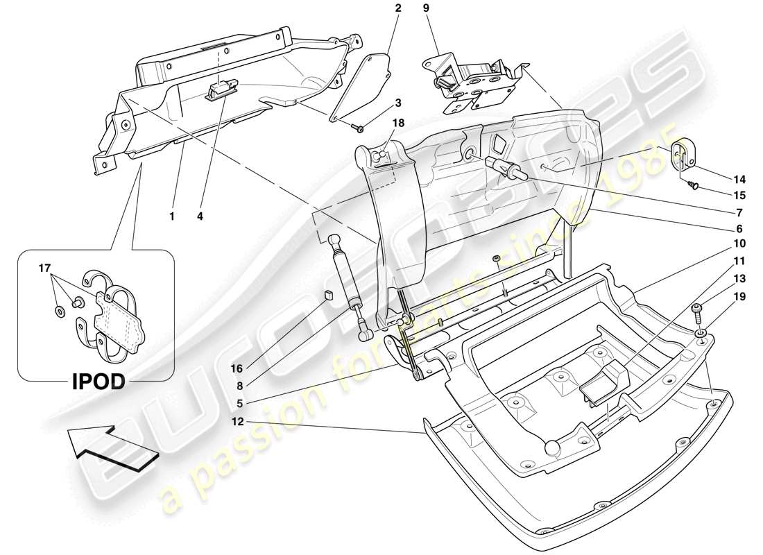 ferrari f430 spider (usa) guantera diagrama de piezas